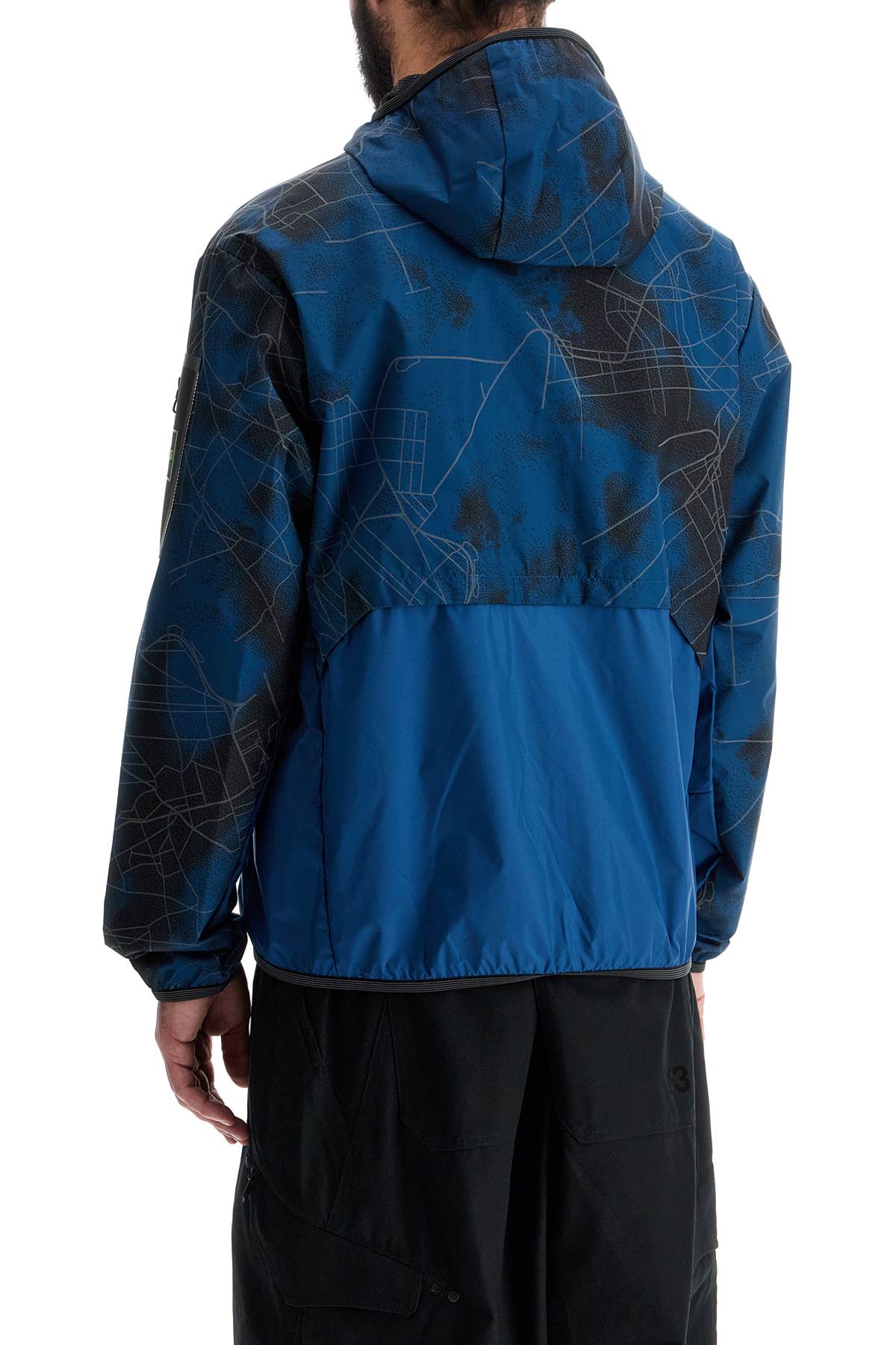 Boss blue hooded jacket with graphic print zip