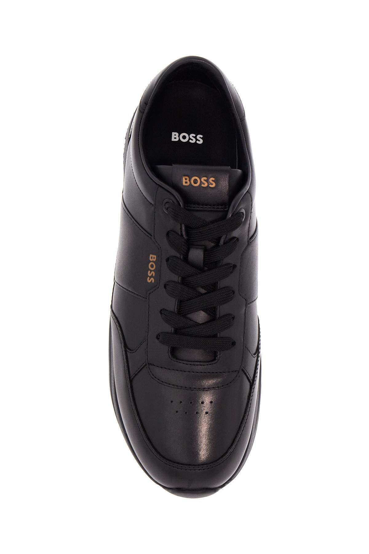 Boss black leather minimalist sneakers with leather sole jace_runn_bu