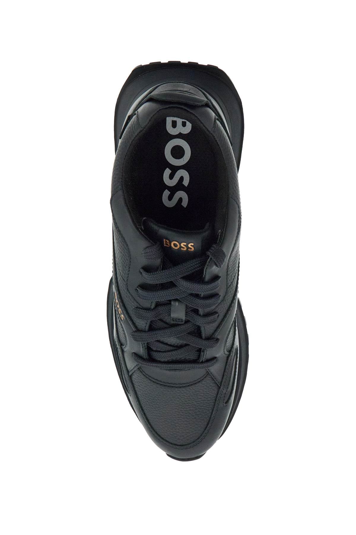 Boss dark blue leather sporty elegant sneakers