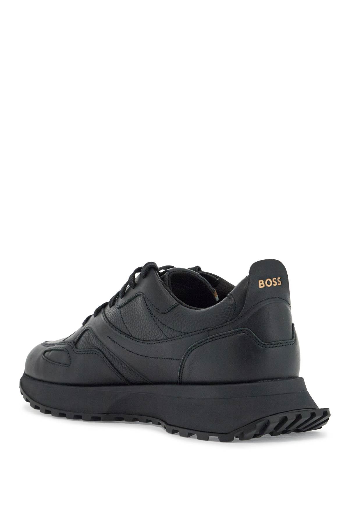 Boss dark blue leather sporty elegant sneakers