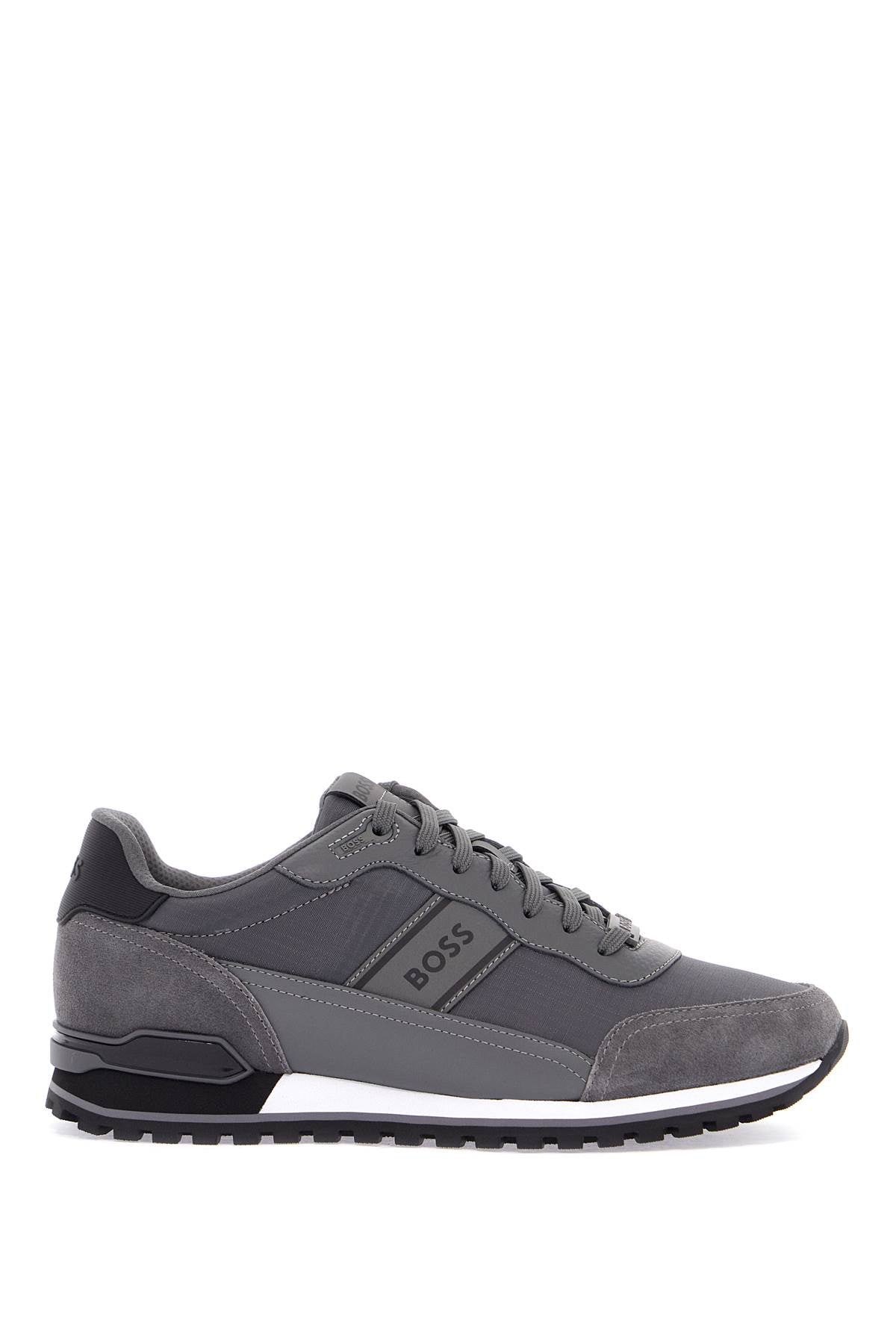 Boss sneakers parkour-l_runn_rsmx grigio scuro tessuto e suede