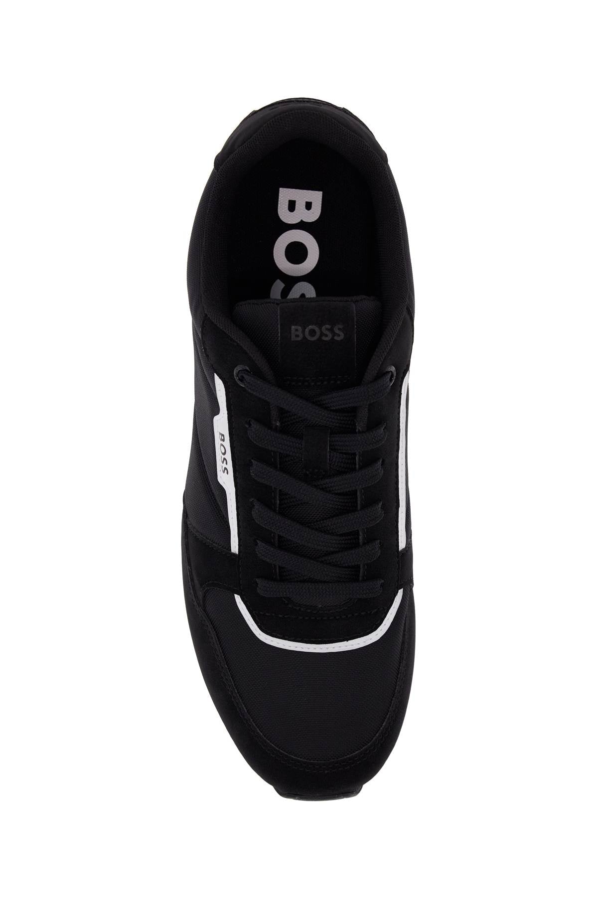 Boss kai_runn_nupny black casual sneakers in suede and technical fabric