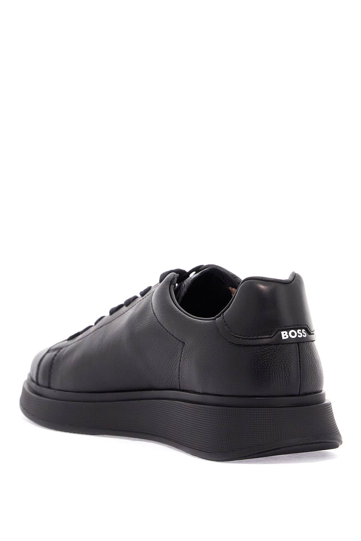 Boss bulton runn gr black leather sneakers with rubber sole