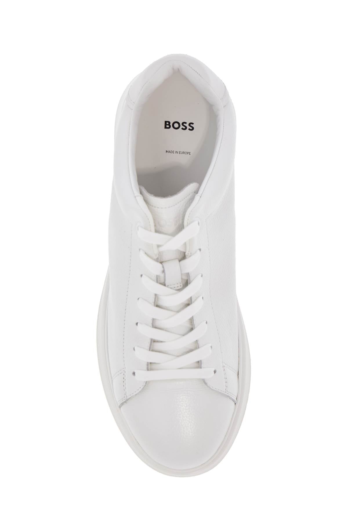 Boss men's sneakers bulton_runn_gr white leather with rubber sole