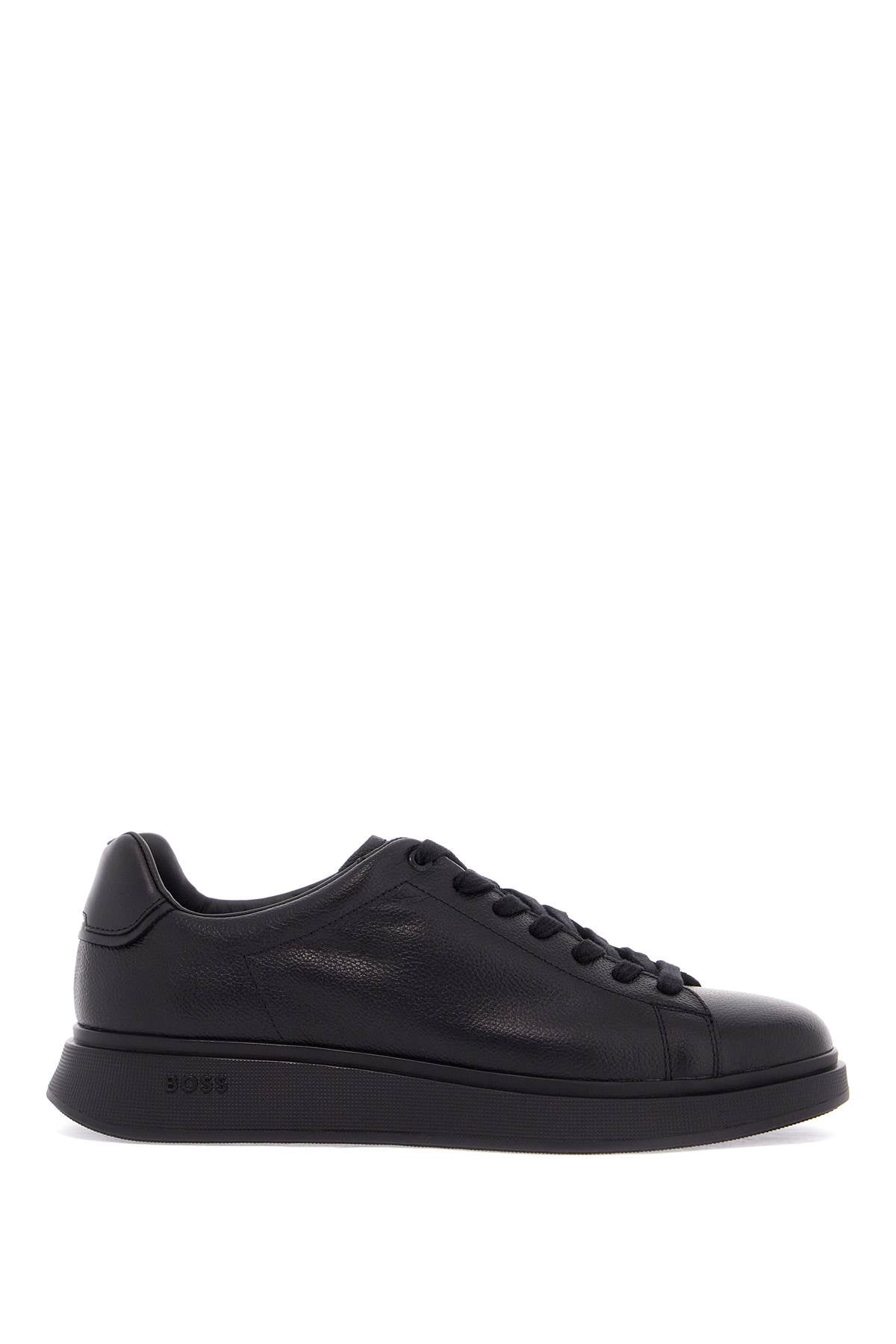 Boss bulton runn gr black leather sneakers with rubber sole