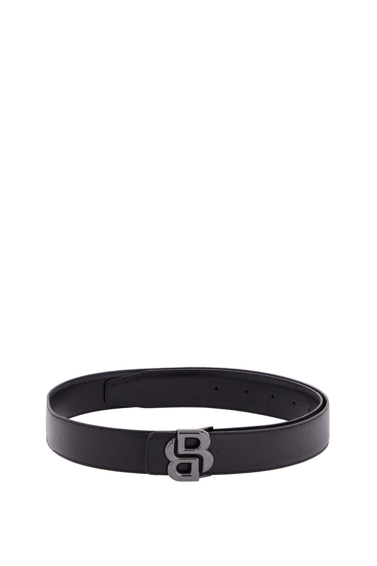 Boss men's black khl leather belt with metal buckle