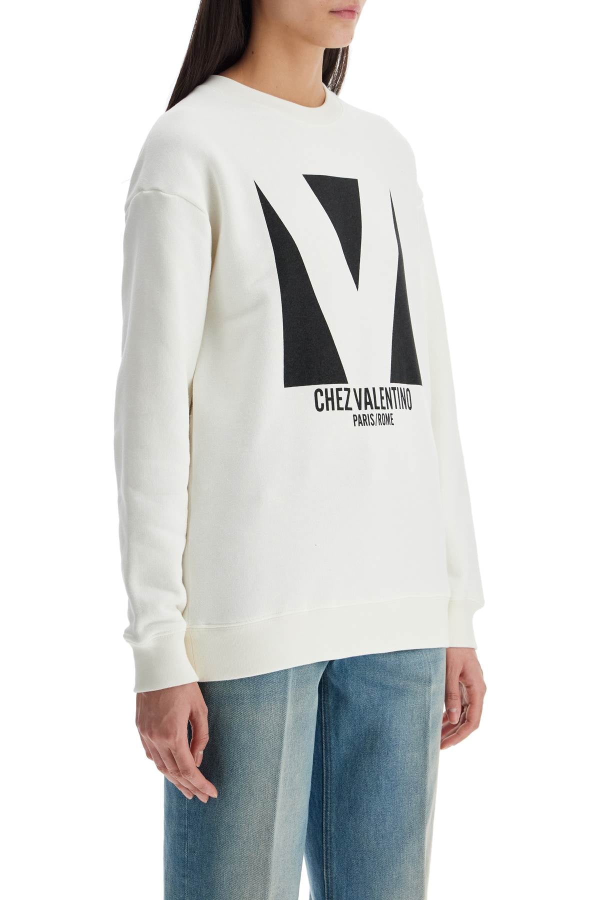 Valentino Garavani ivory cotton sweatshirt with bold stylized logo