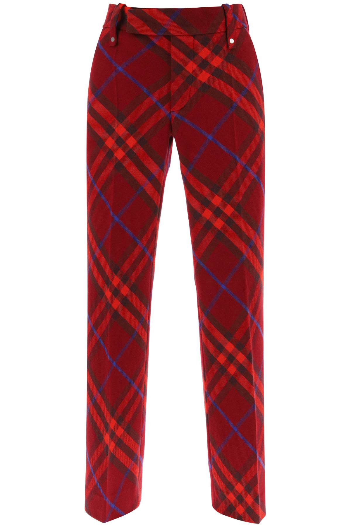 burberry check wool pants