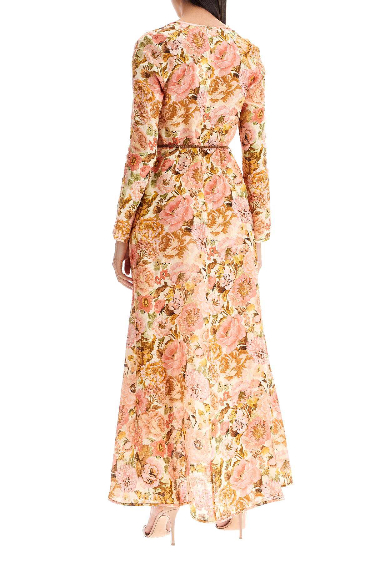 Zimmermann maxi linen golden plunge dress with