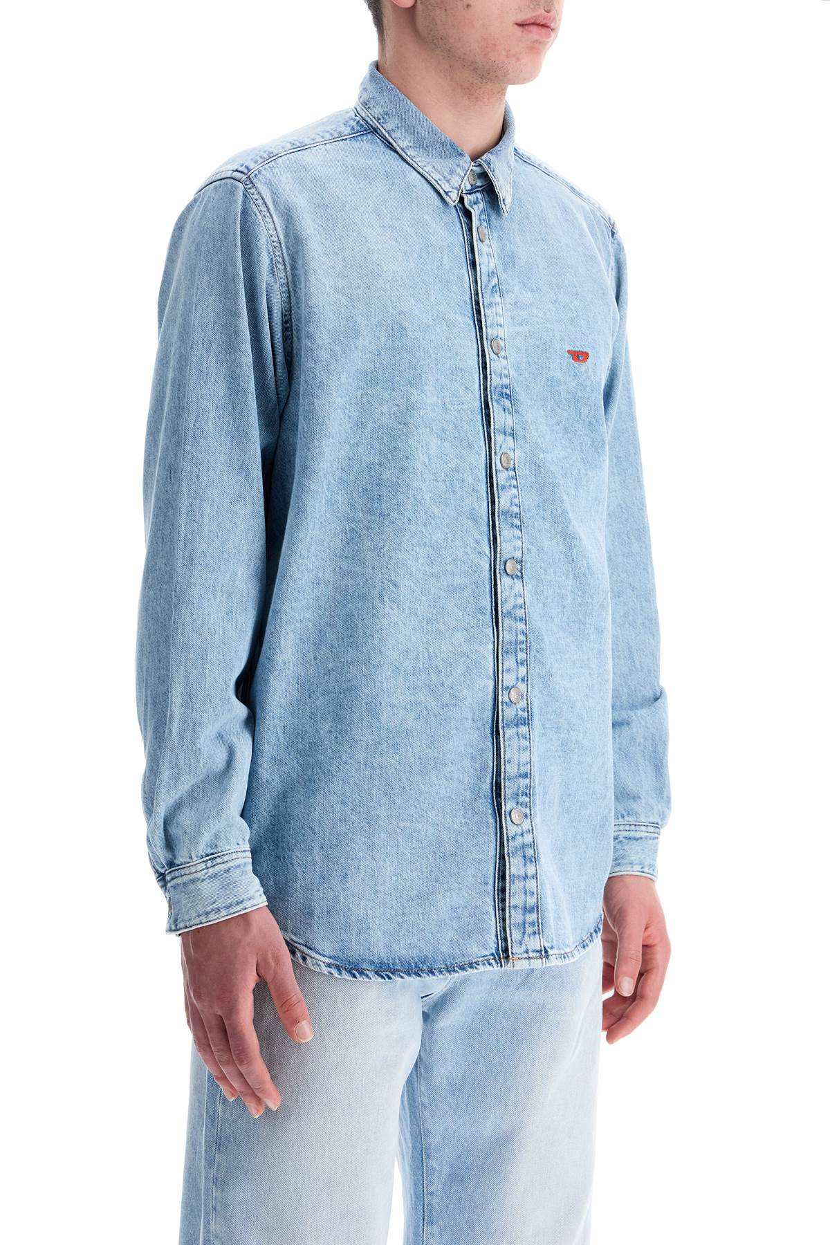 Diesel light blue denim shirt with logo on chest