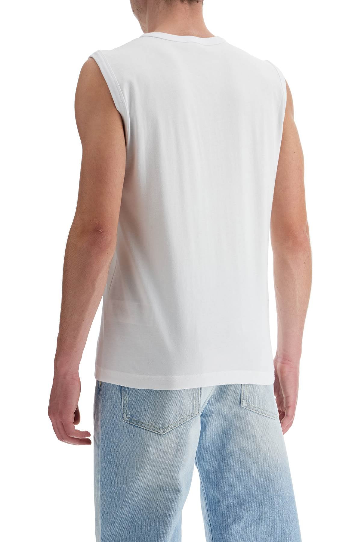 Diesel white cotton tank top with wide neckline