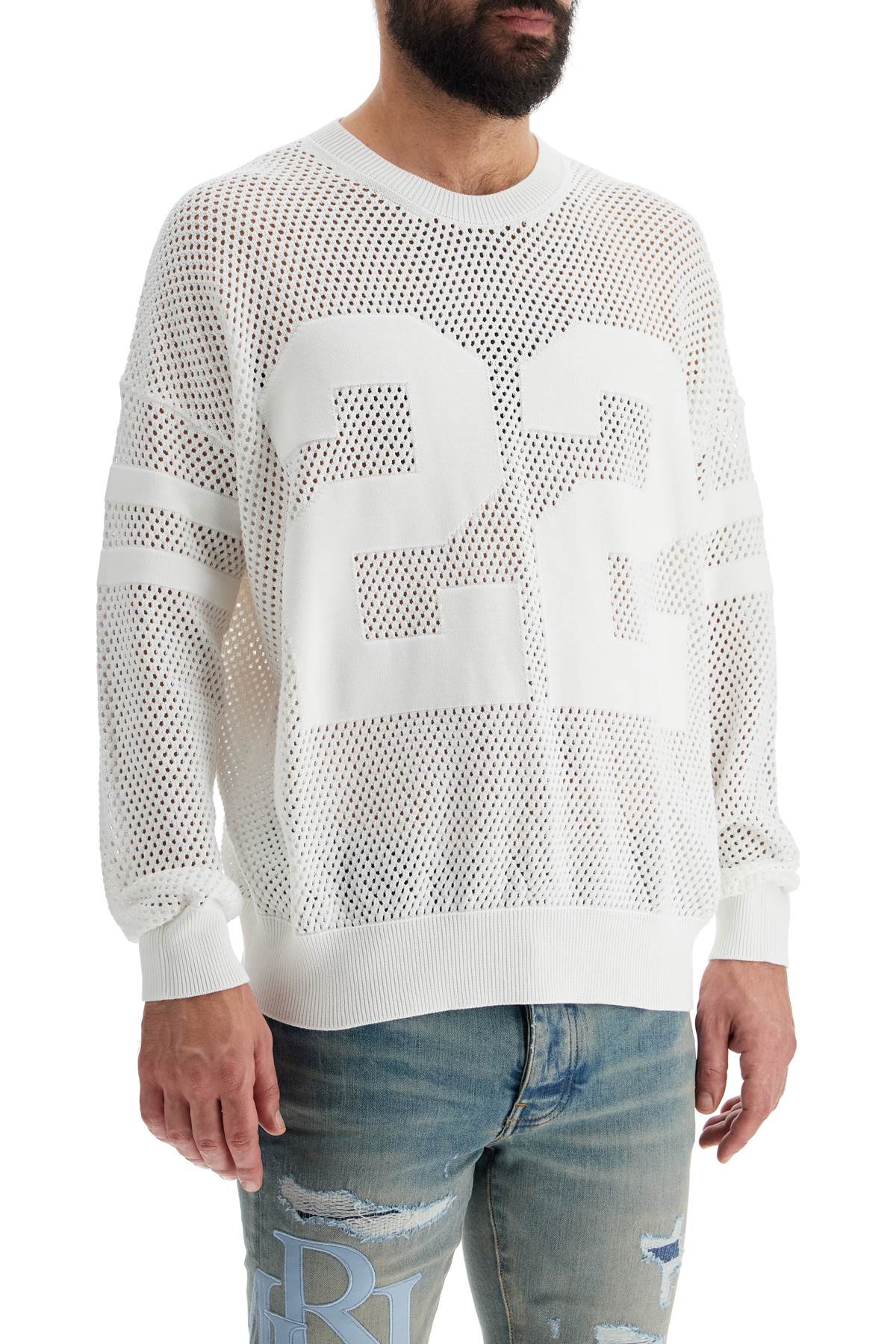 Amiri neck perforated knit sweater