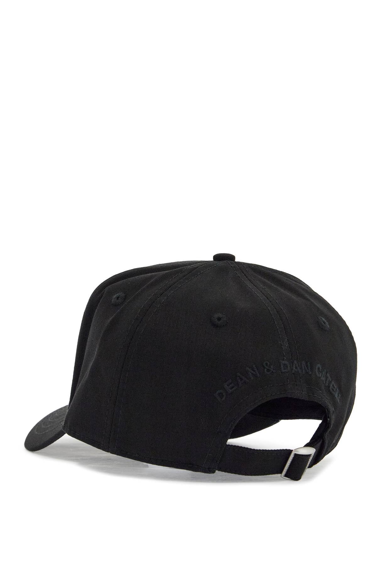 Dsquared2 cappello da baseball nero con logo grigio e visiera curvata