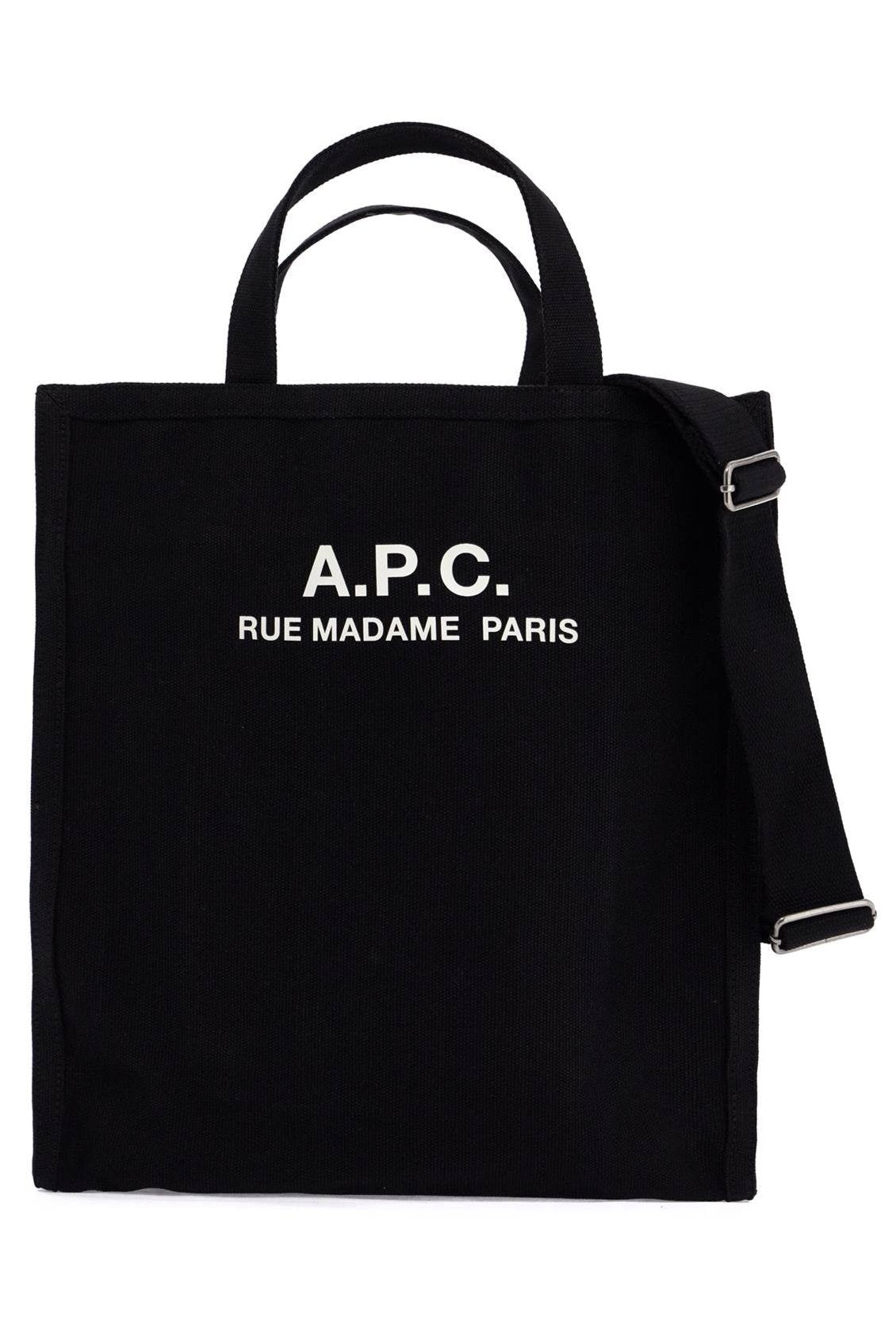 A.P.C. Récupération Canvas Shopping Bag – Black with Logo Print