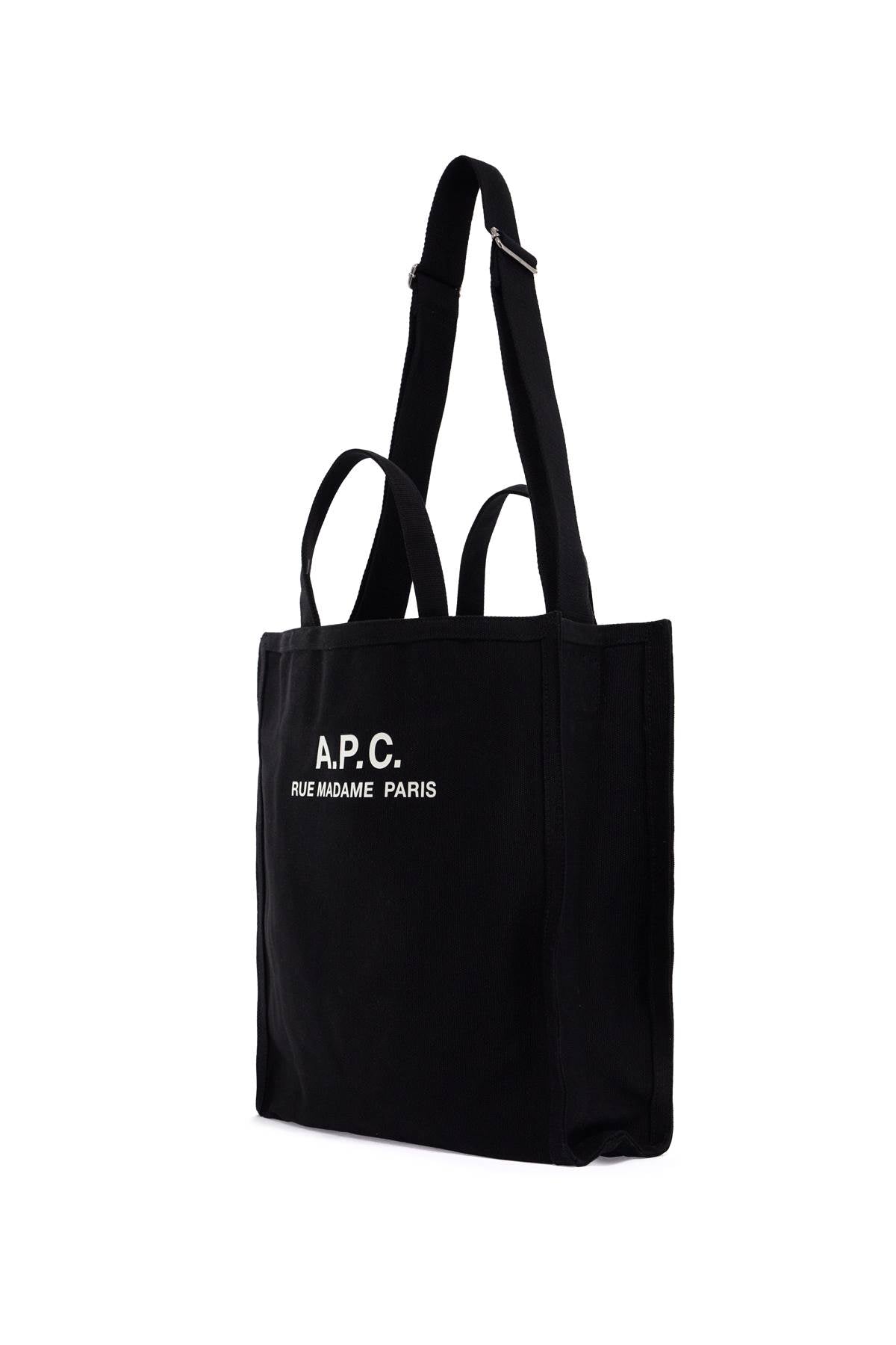 A.P.C. Récupération Canvas Shopping Bag – Black with Logo Print