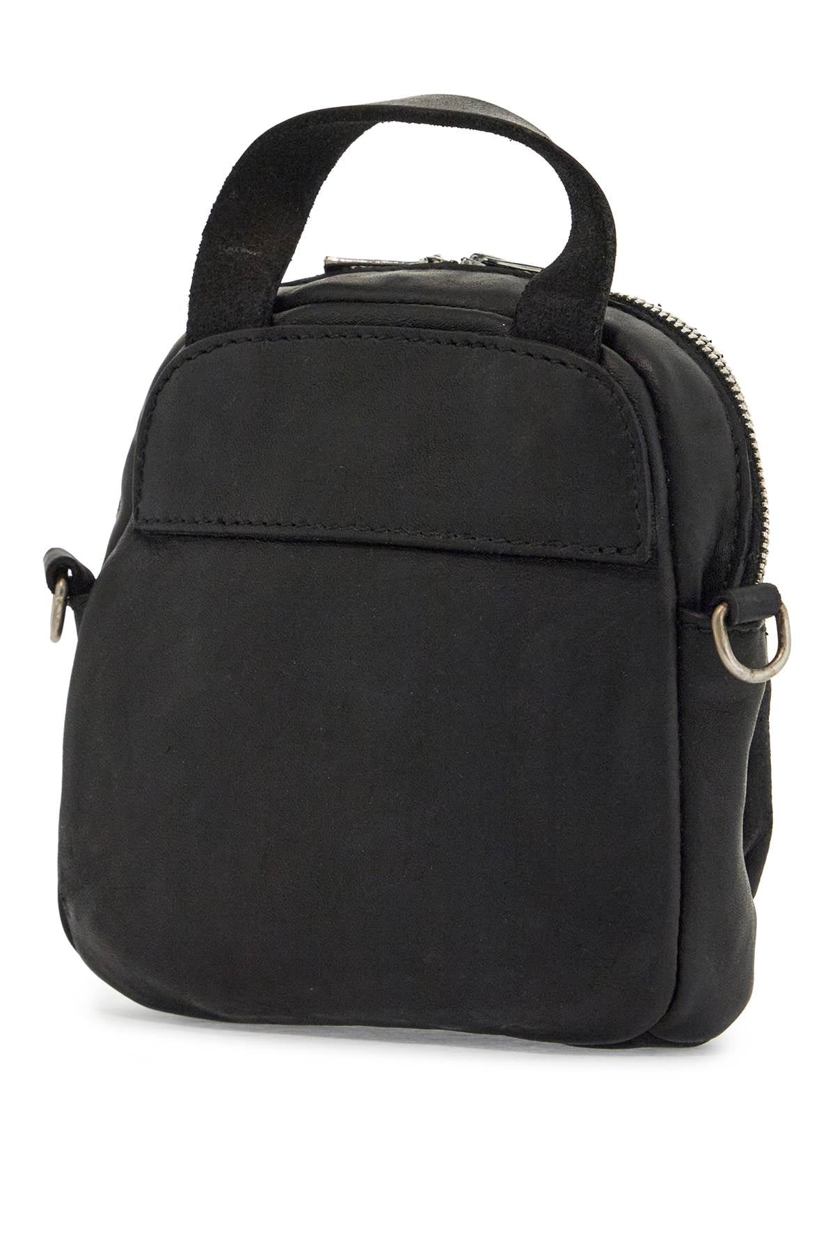 Guidi mini backpack in black horse leather with handle and straps