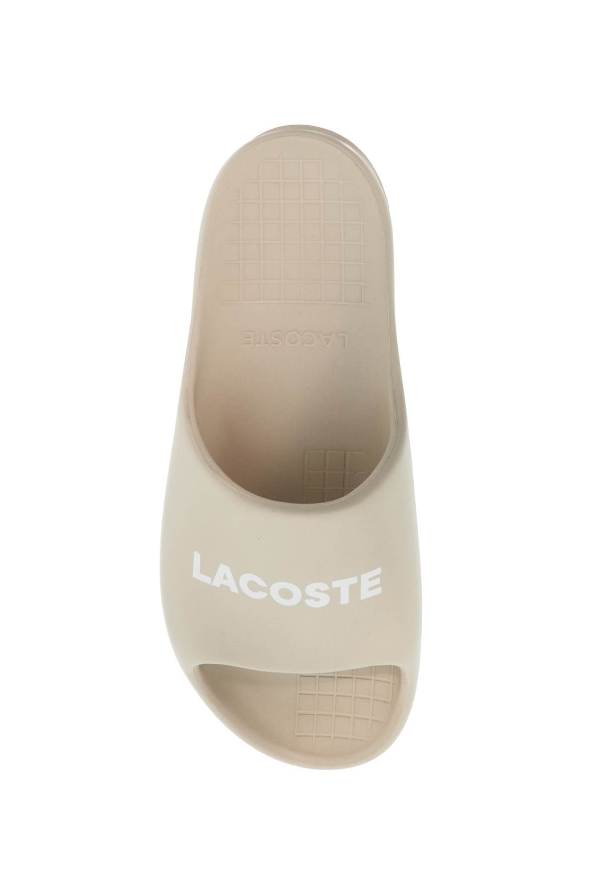 Lacoste Slides Serve 2.0 - Beige with white Lacoste lettering