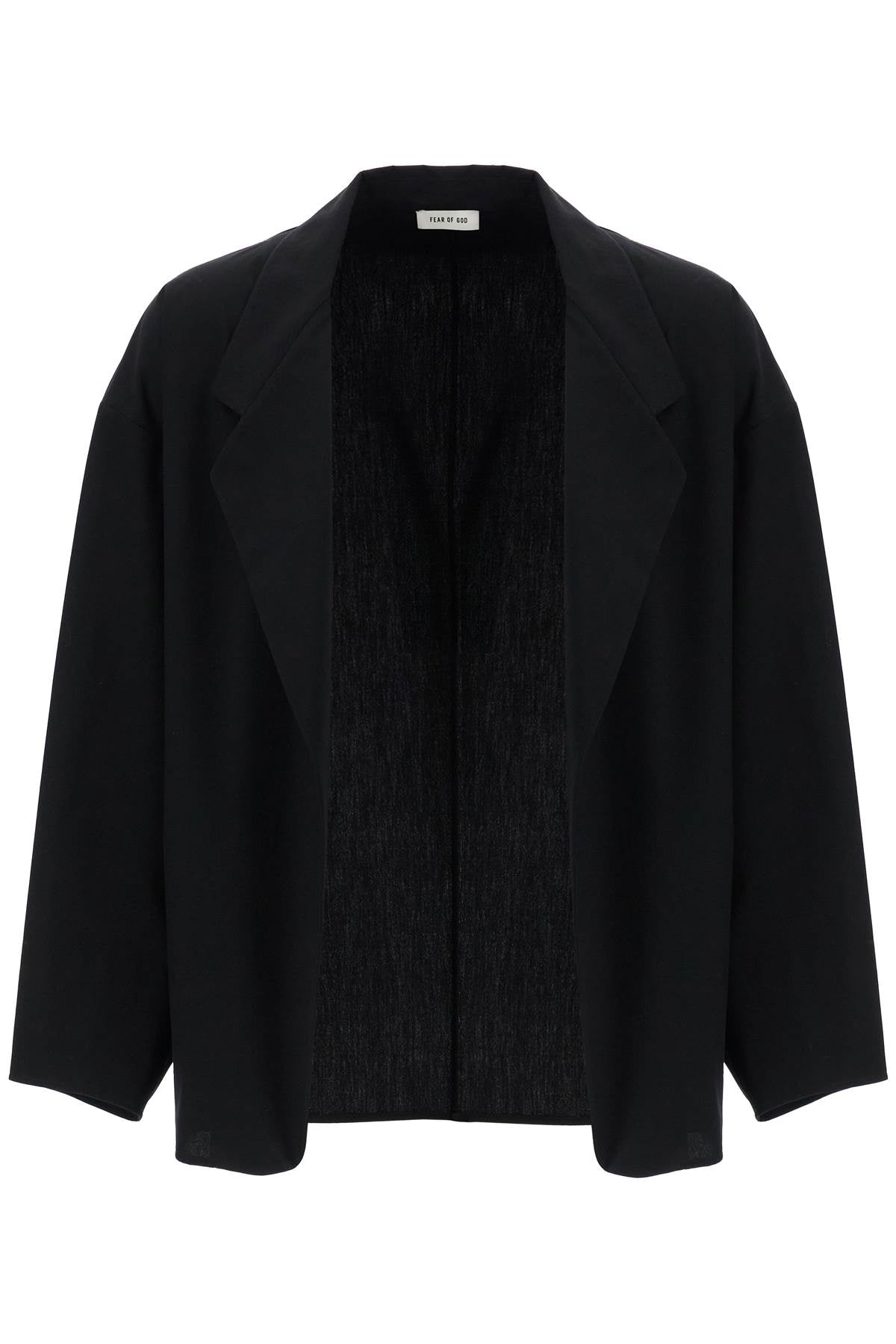 Fear Of God blazer in misto cotone e lana nero oversize con zip