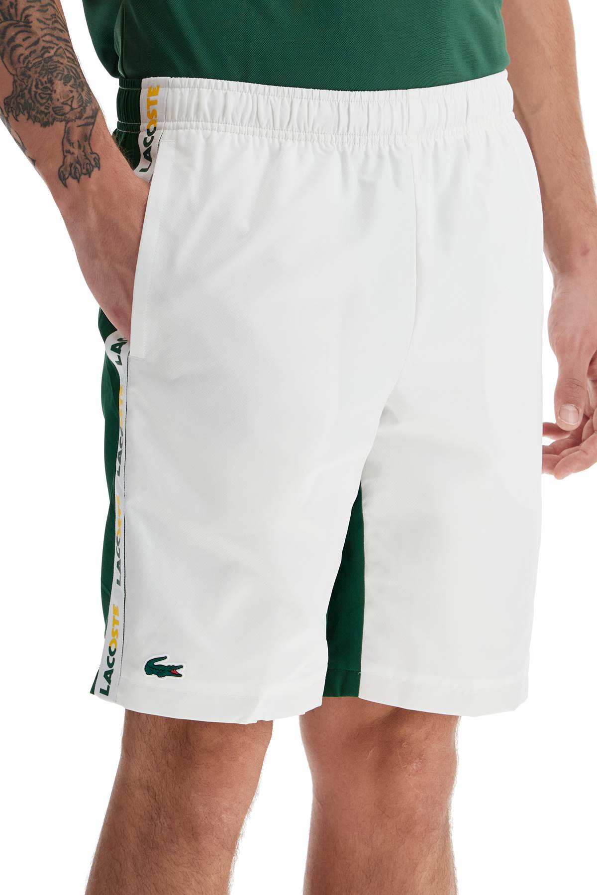 Lacoste Bermuda Shorts – White & Green