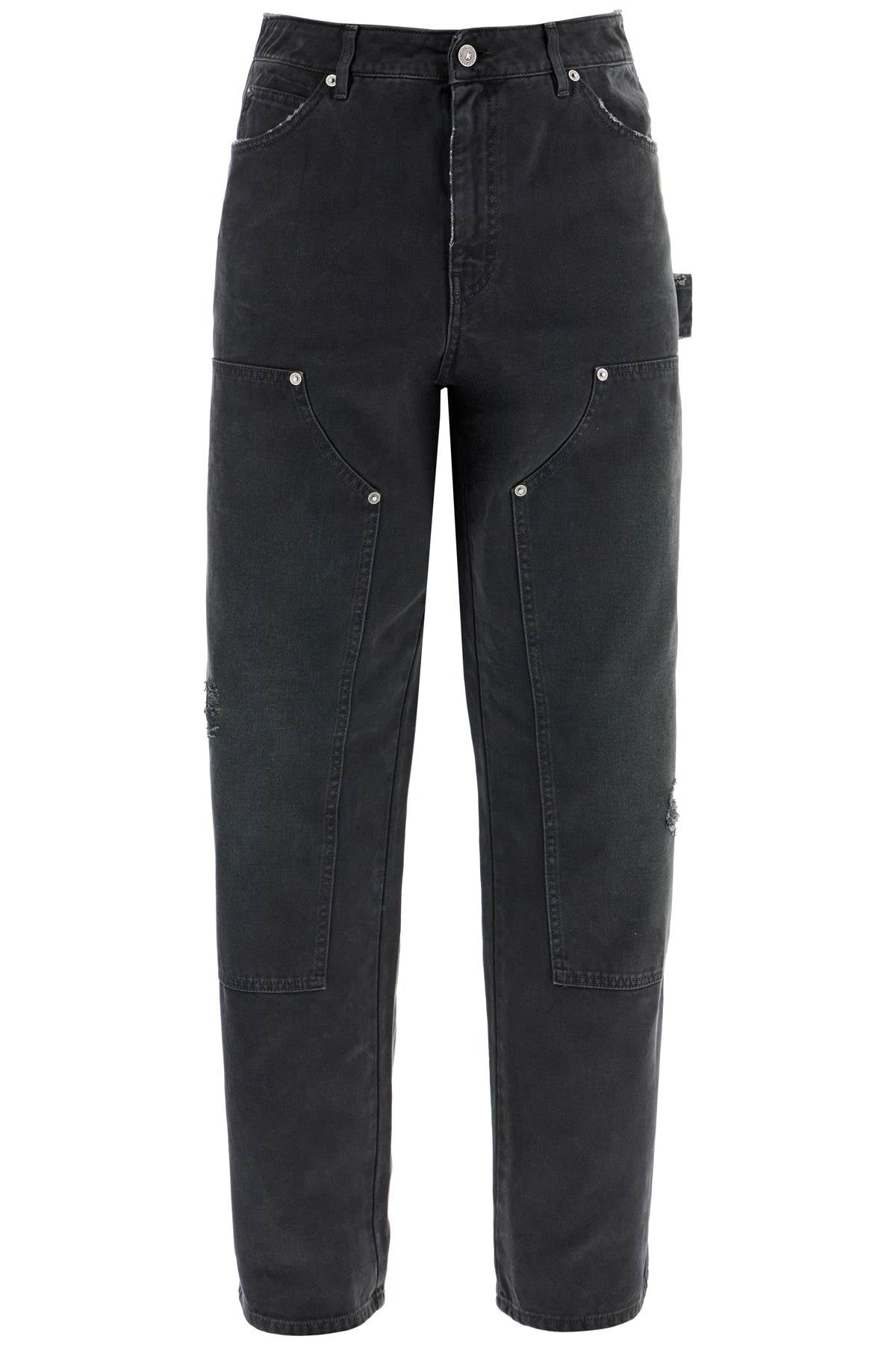 Golden Goose painter pants in black cotton destroyed effect journey