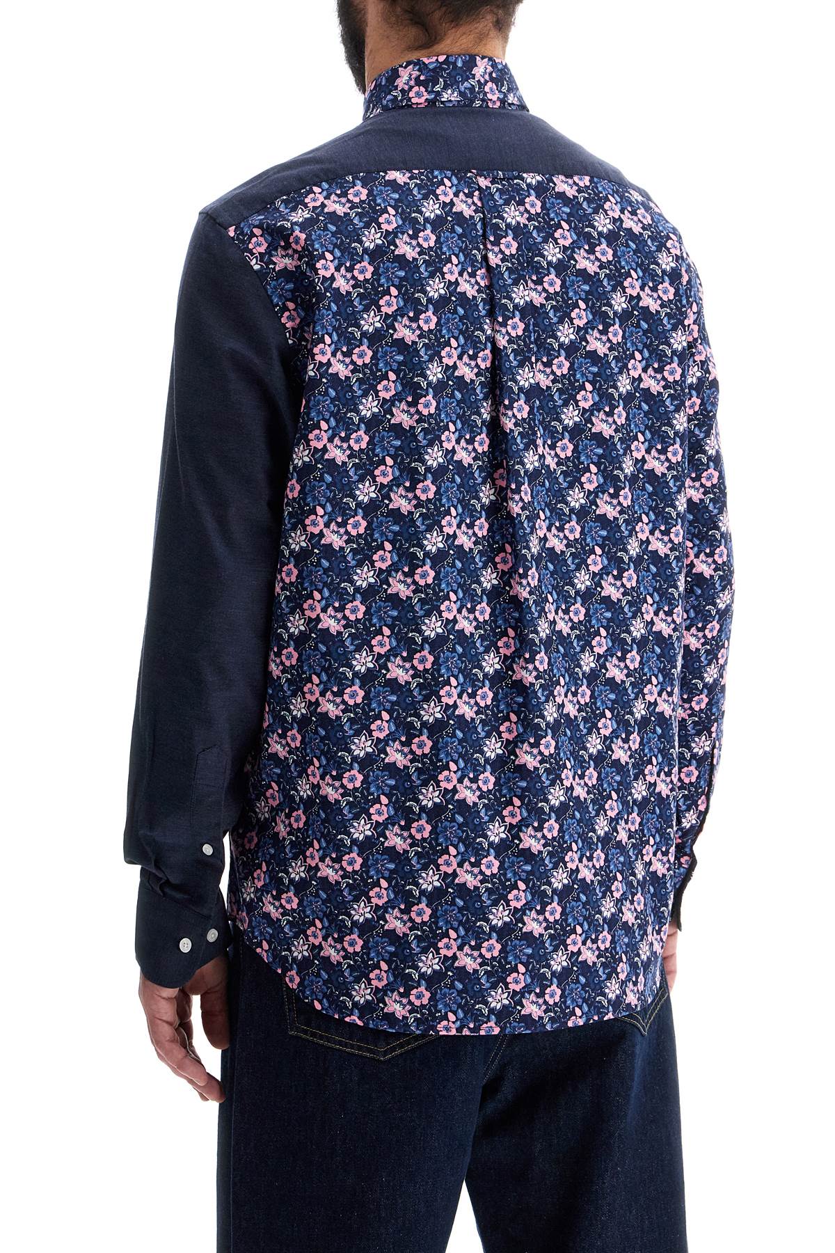 EDEN PARK blue floral long sleeve cotton regular fit shirt