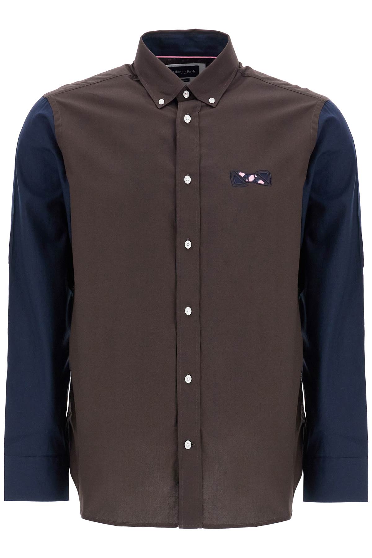 EDEN PARK men's brown and blue patterned long sleeve cotton shirt