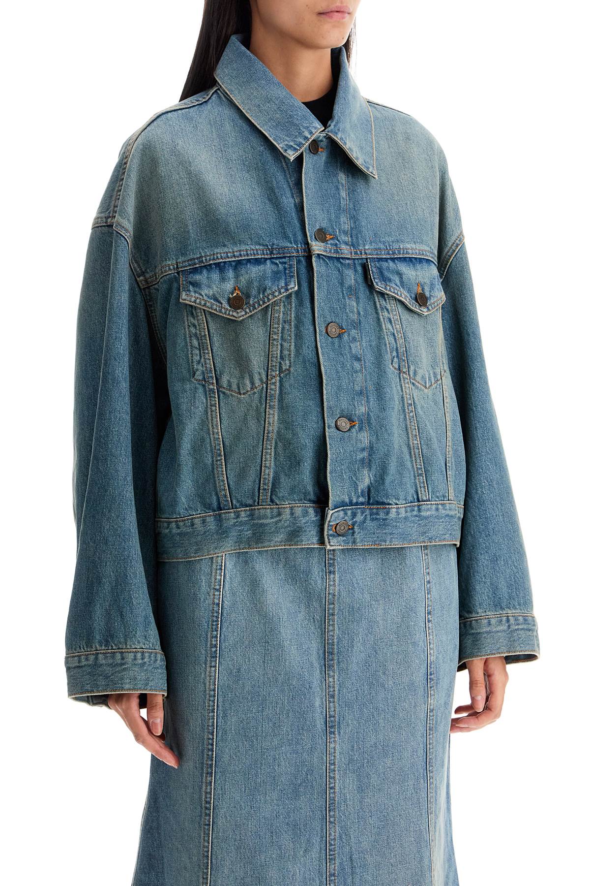 Haikure denim boxy jacket with spencer