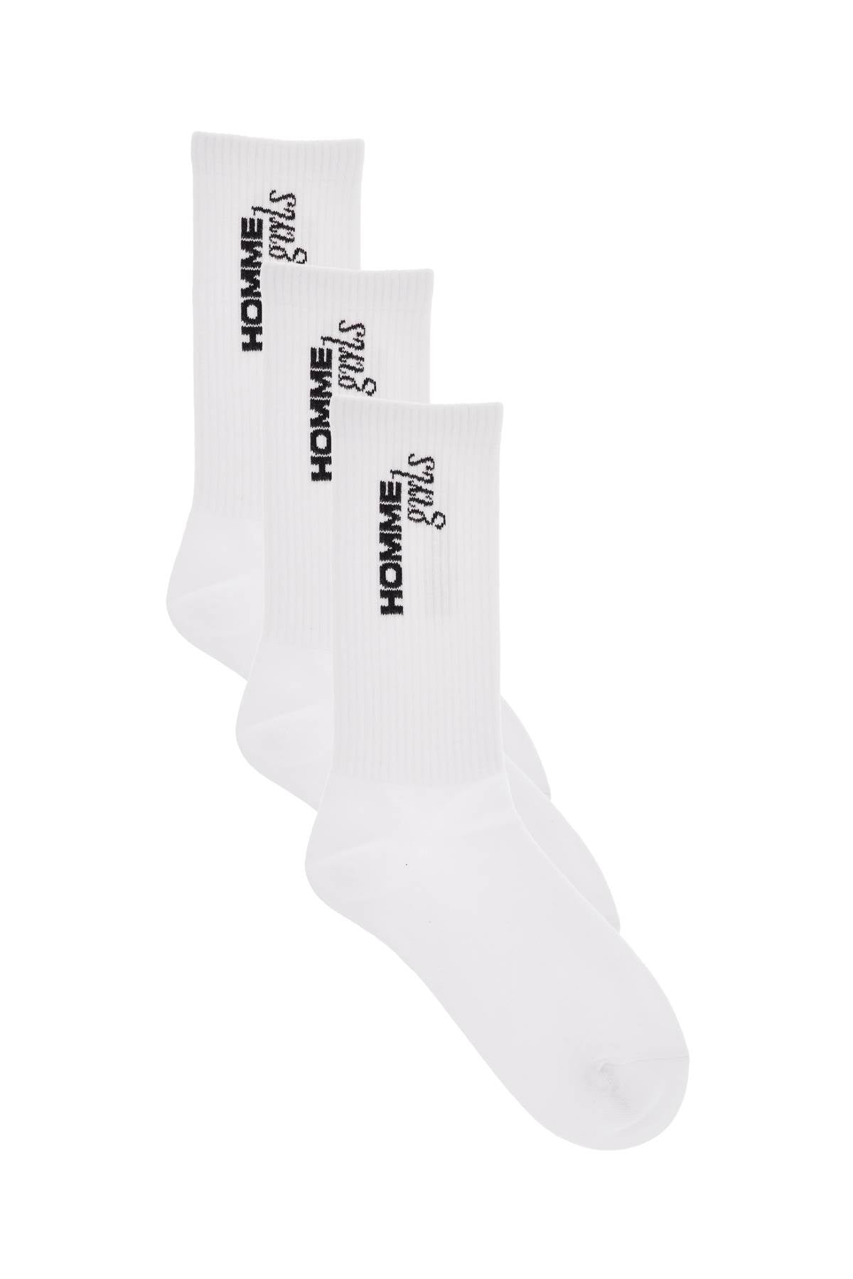 Homme Girls 3 pairs of white cotton slim fit breathable socks