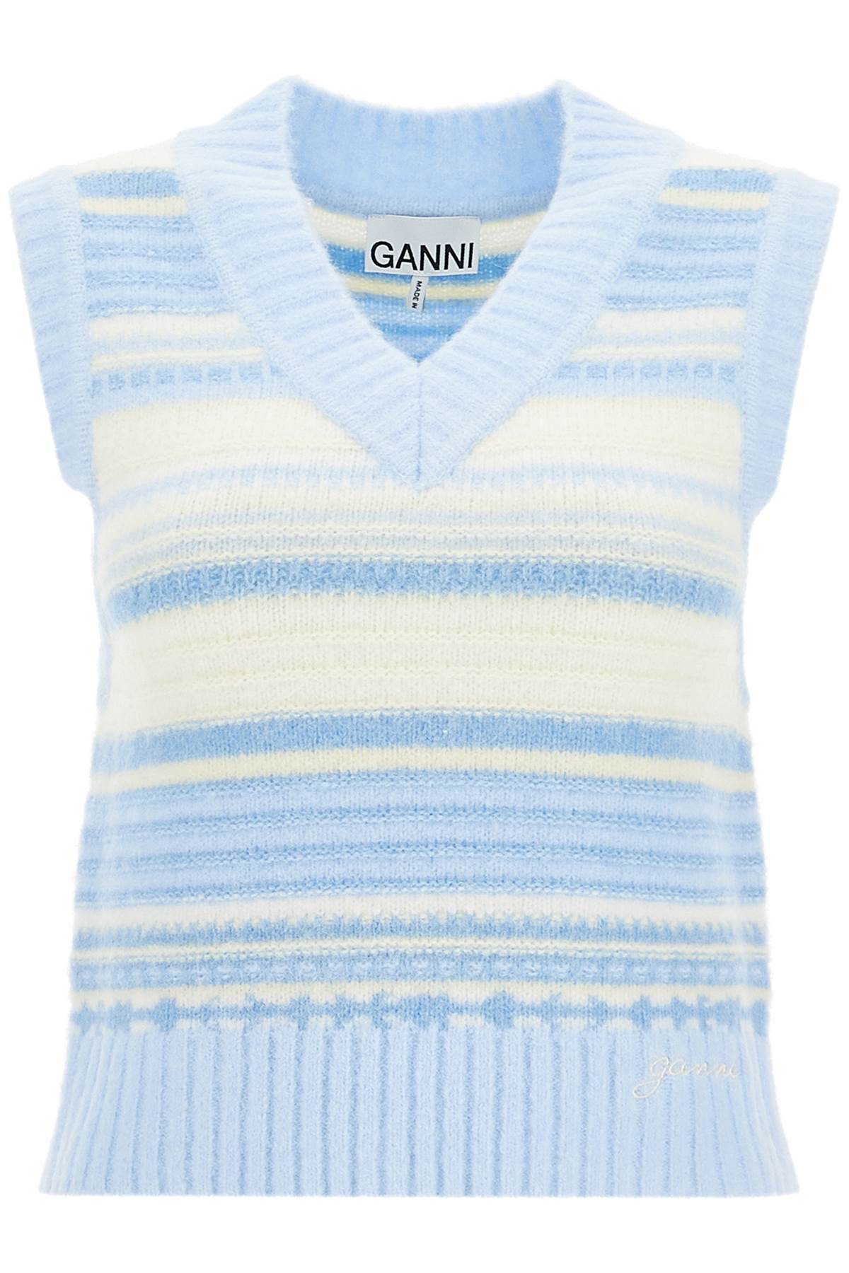 Ganni "soft striped knit vest with a comfortable