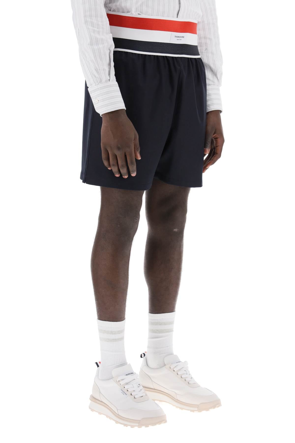 Thom Browne elastic waistband bermuda shorts in