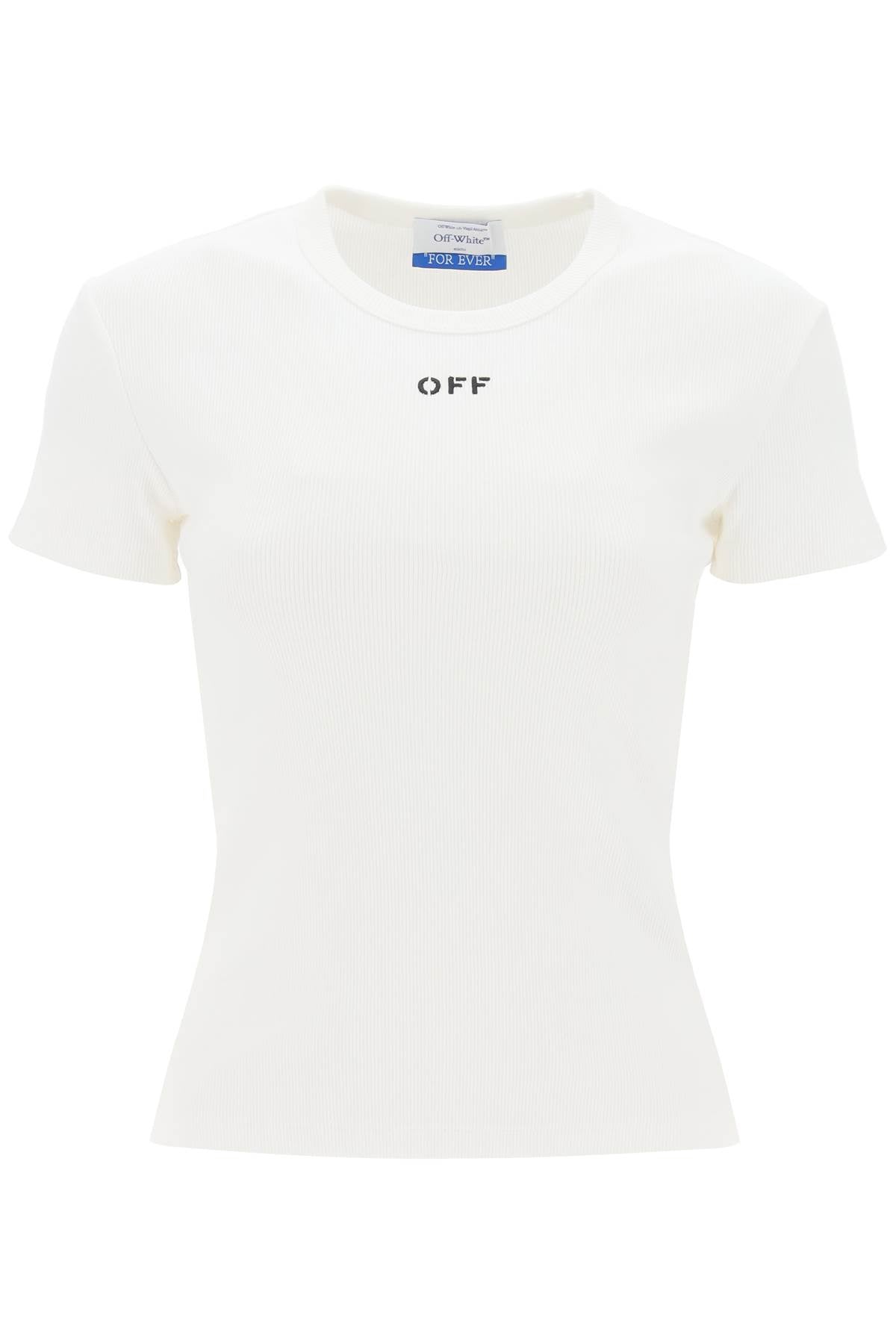 Off White Off-White ribbed t-shirt with off embroidery