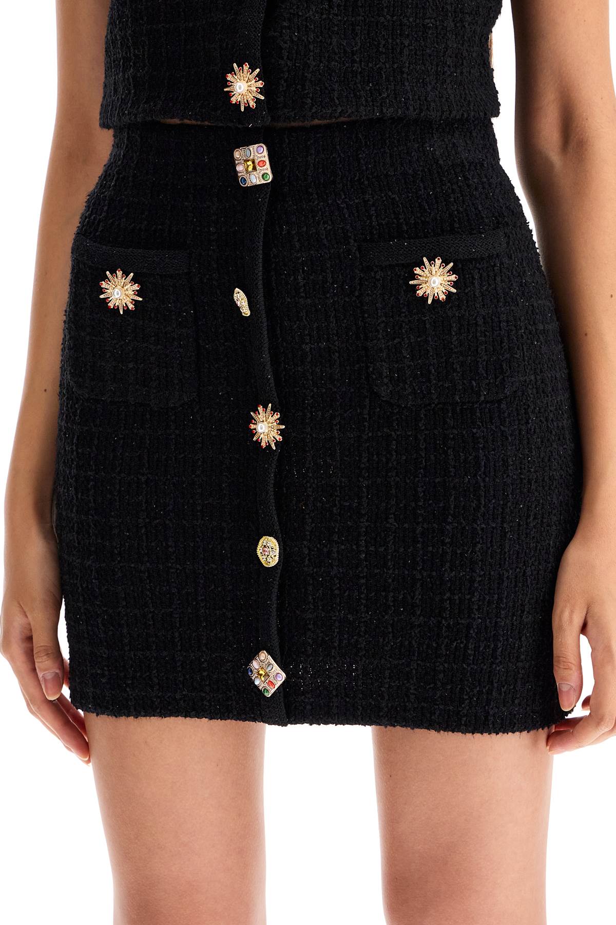 Self-Portrait Self Portrait "knitted mini skirt with jewel buttons