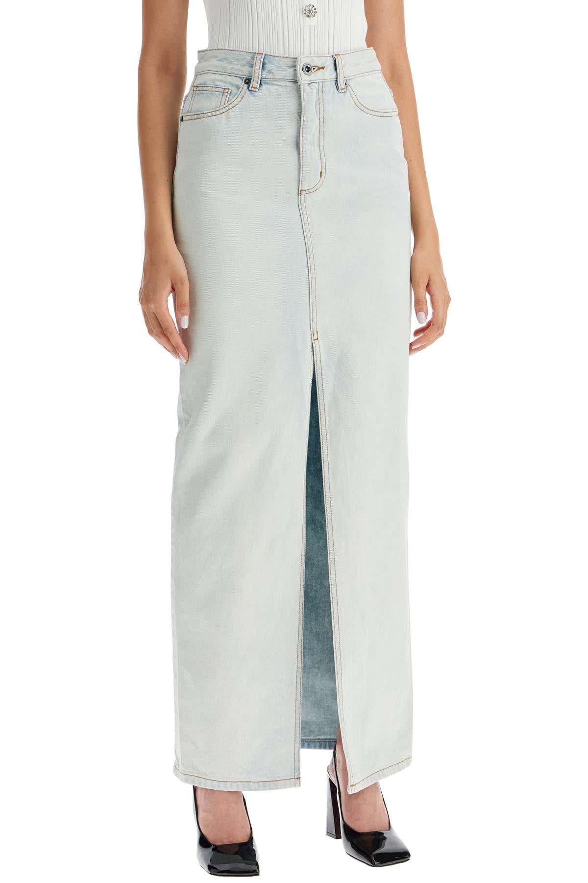 Self-Portrait Self Portrait maxi denim skirt in seven