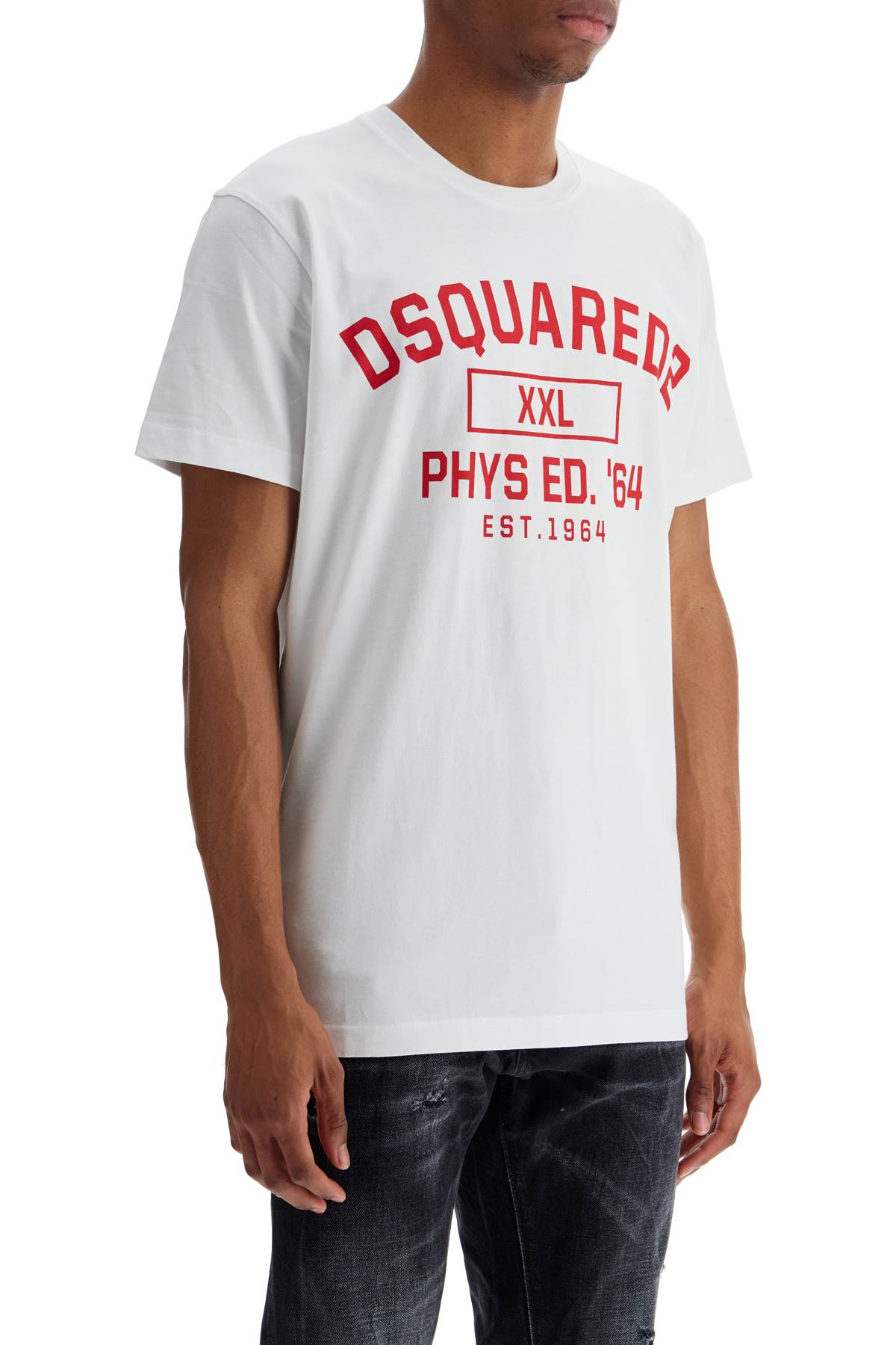 Dsquared2 white cotton t-shirt with phys ed. '64 logo