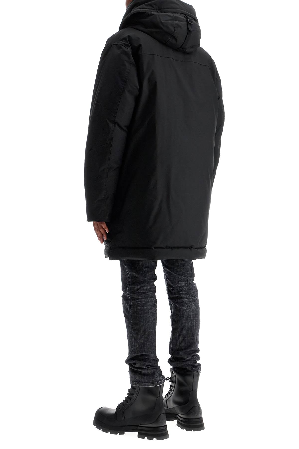 Dsquared2 black techno down polyester parka with hood