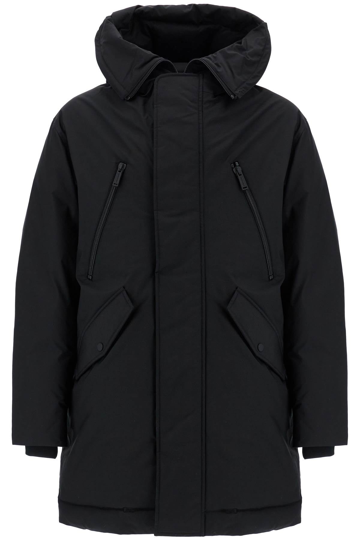 Dsquared2 black techno down polyester parka with hood