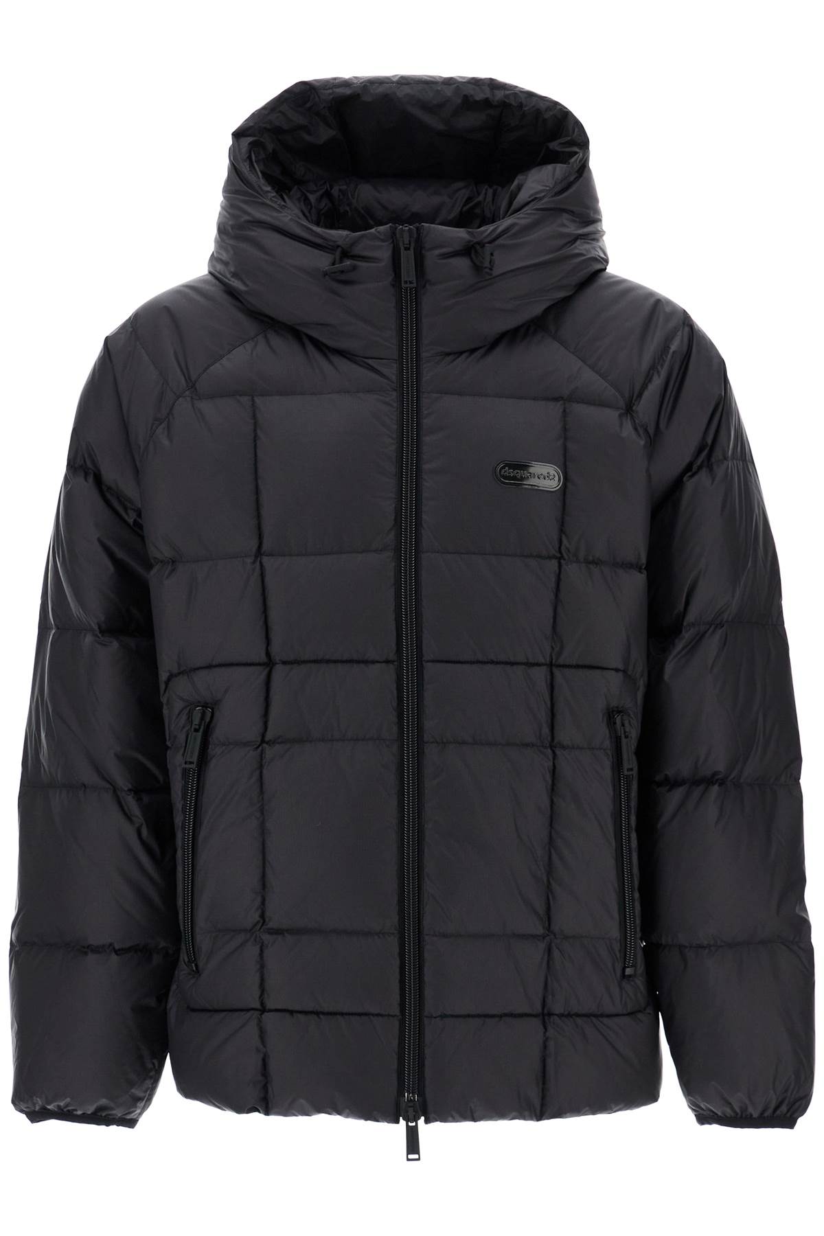 Dsquared2 black 3d padded nylon jacket with hood