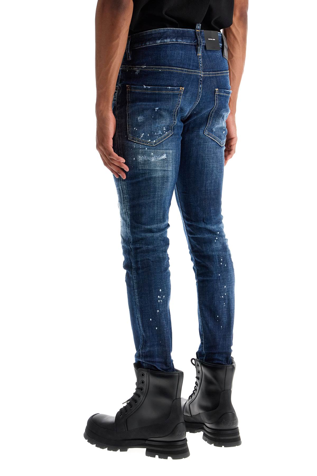 Dsquared2 navy blue cotton skater jeans with light distressing