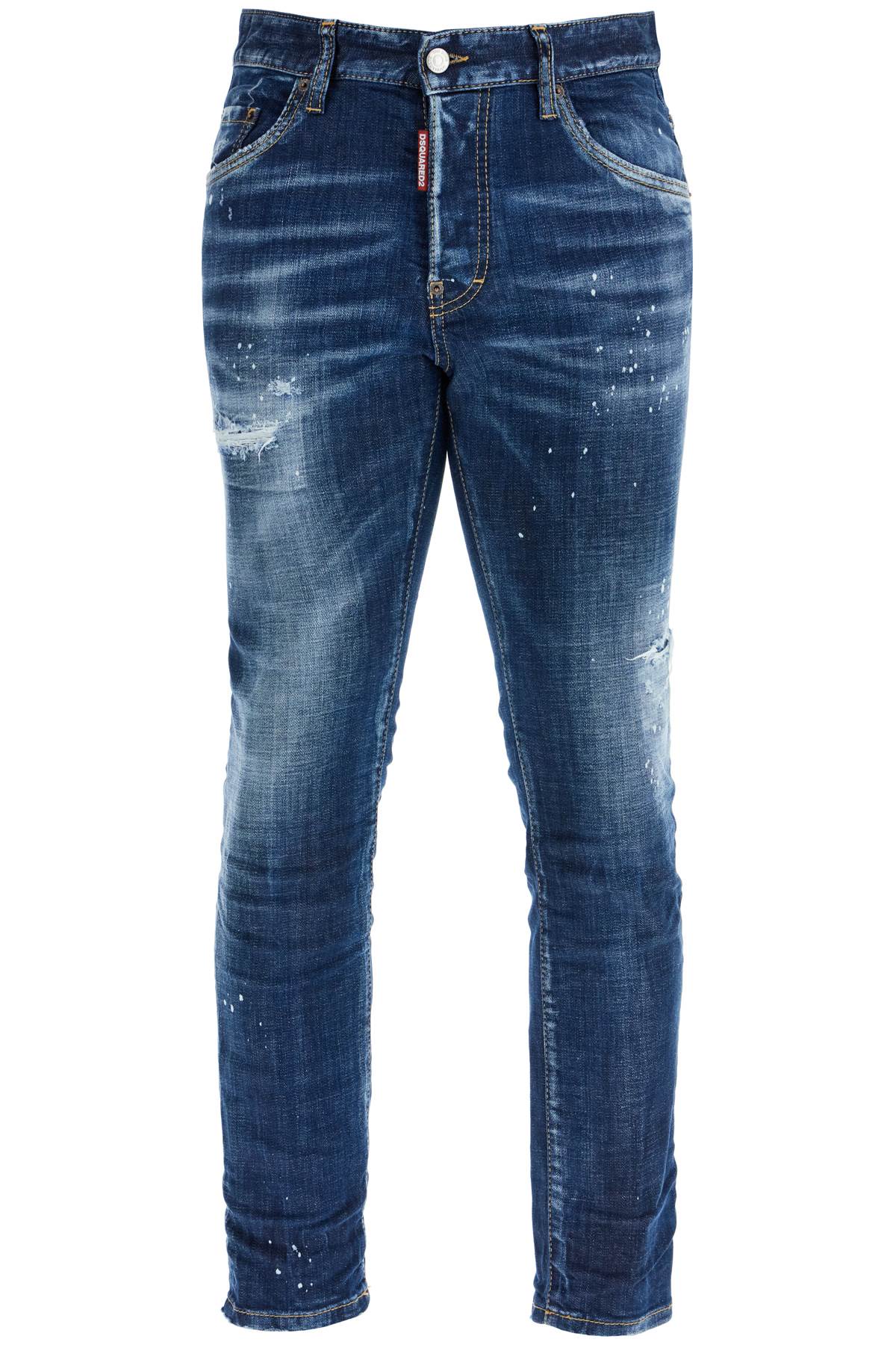 Dsquared2 navy blue cotton skater jeans with light distressing