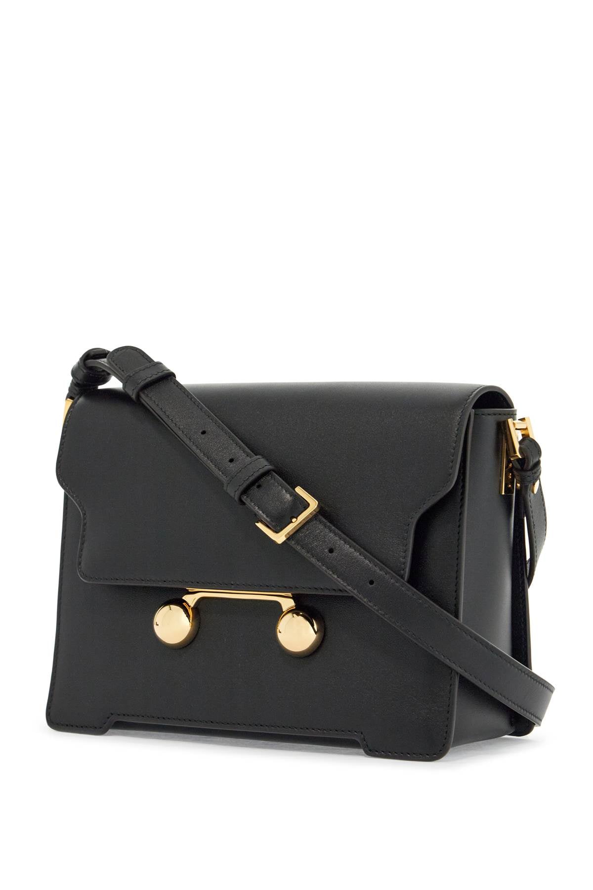 Marni black calfskin shopping bag with distinctive closure