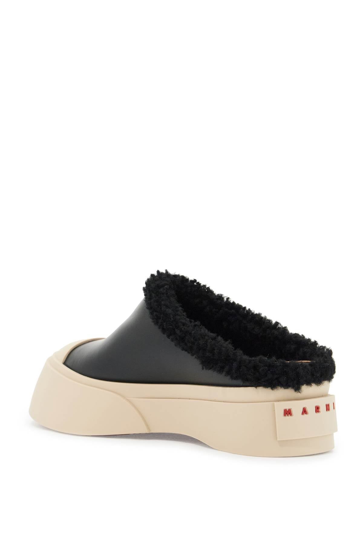 Marni pablo leather and shearling clog