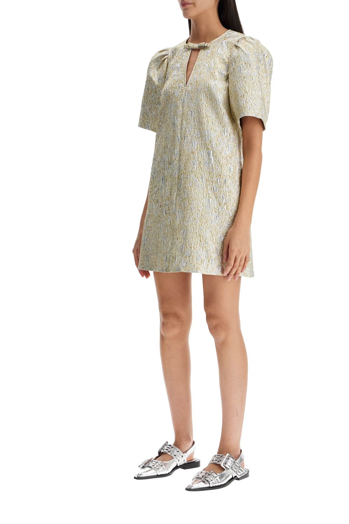 Ganni metallic cloque mini dress