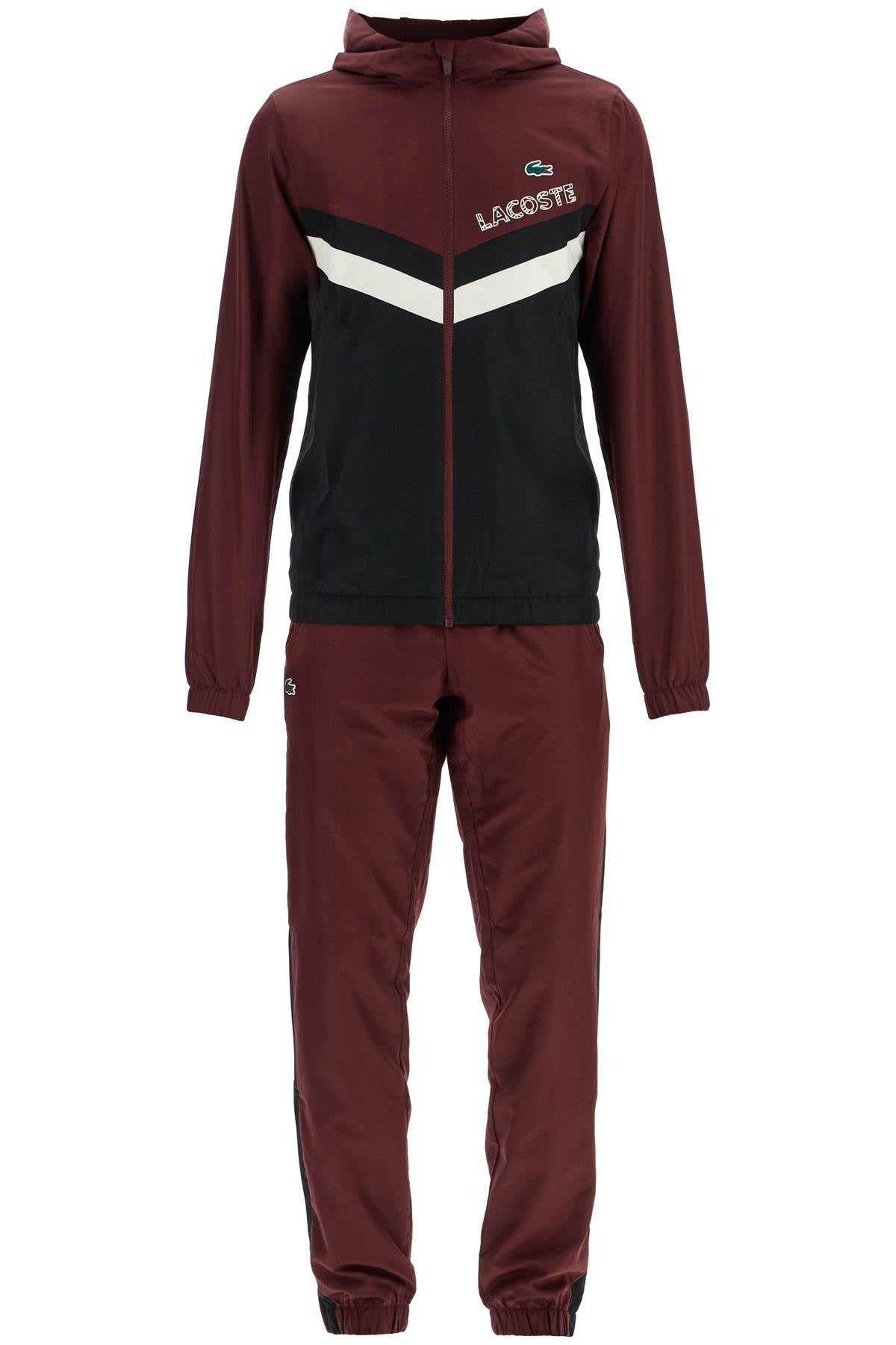 Lacoste Regular Fit Sports Tracksuit – Burgundy & Black