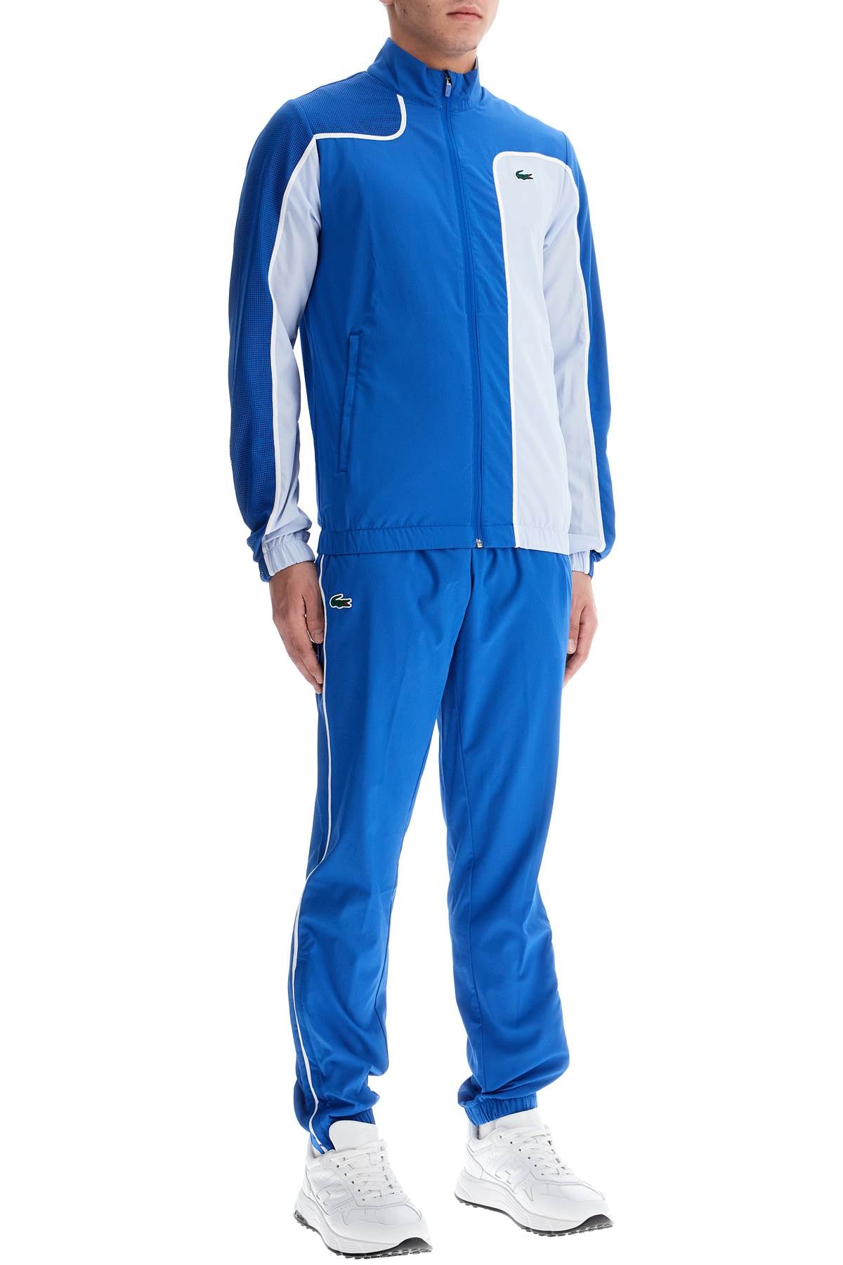 Lacoste Technical Diamond Taffeta Tracksuit – Blue with Contrasting Panels